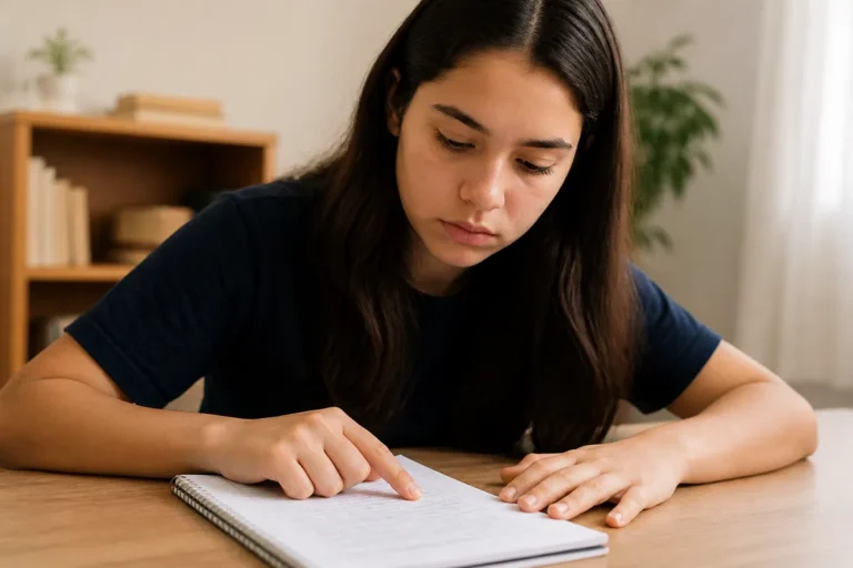 Erros que zeram a redação do Enem — estudante conferindo as linhas antes de entregar