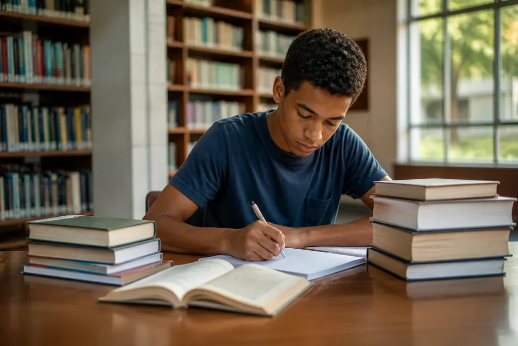 Como estudar para o Enem sem dinheiro para cursinho: estudante usando fonte gratuita