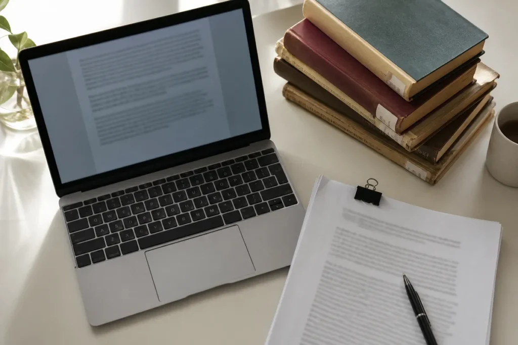 Notebook, livros de biblioteca e provas impressas, material gratuito para estudar para o Enem