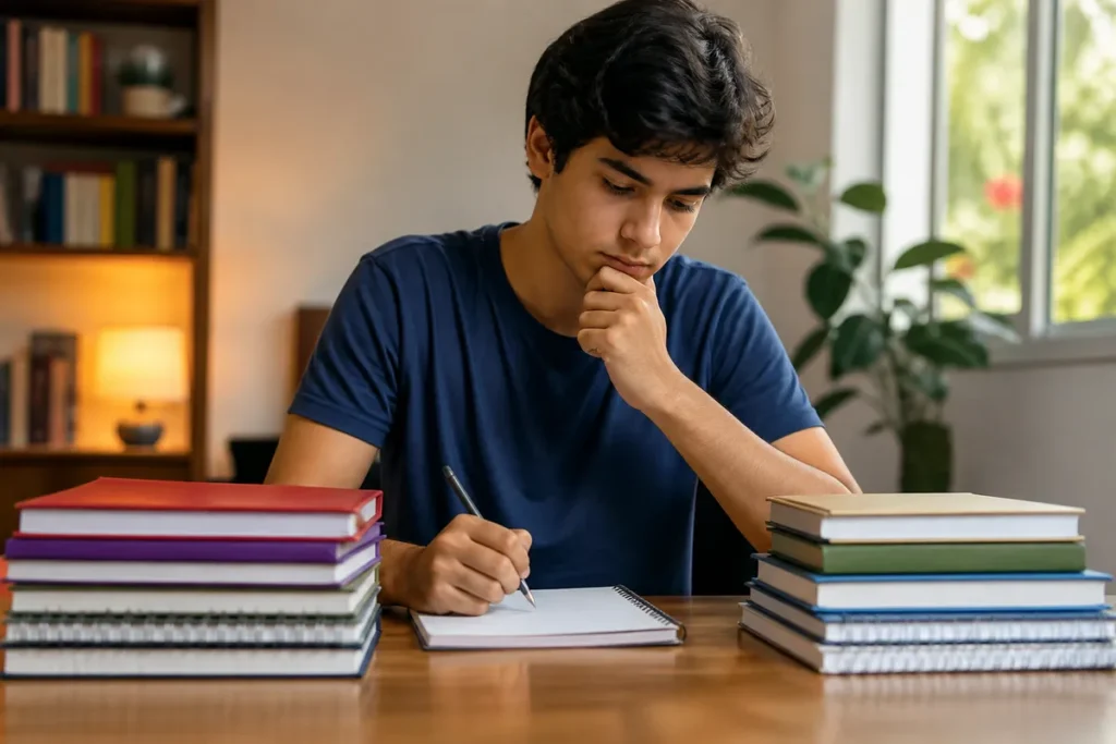 O que mais cai no primeiro dia do Enem: estudante organizando o estudo das duas áreas