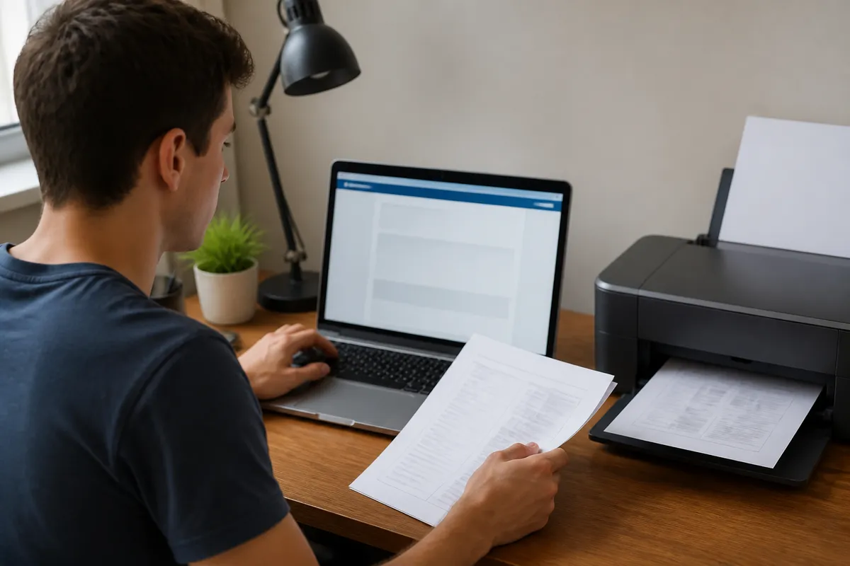 Estudante baixando provas anteriores oficiais e gratuitas do Enem