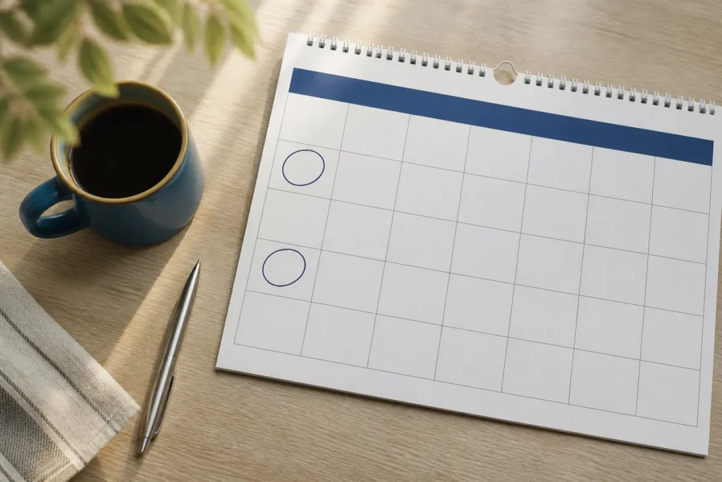 Calendario com dois domingos marcados, os dois dias de prova do Enem