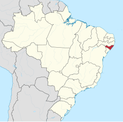 Mapa do Brasil com Alagoas destacado em vermelho