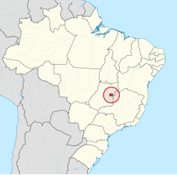 Mapa do Brasil com Distrito Federal destacado em vermelho