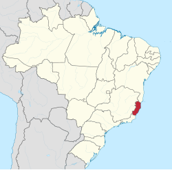 Mapa do Brasil com Espírito Santo destacado em vermelho