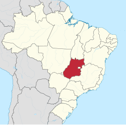 Mapa do Brasil com Goiás destacado em vermelho