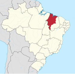 Mapa do Brasil com Maranhão destacado em vermelho