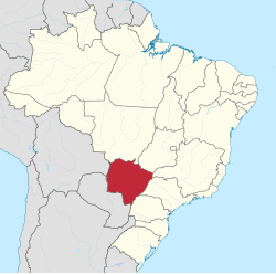 Mapa do Brasil com Mato Grosso do Sul destacado em vermelho