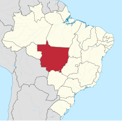 Mapa do Brasil com Mato Grosso destacado em vermelho