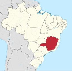 Mapa do Brasil com Minas Gerais destacado em vermelho
