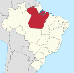 Mapa do Brasil com Pará destacado em vermelho