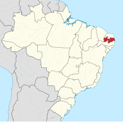Mapa do Brasil com Paraíba destacado em vermelho