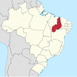 Mapa do Brasil com Piauí destacado em vermelho