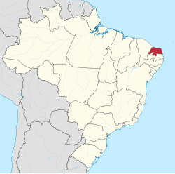 Mapa do Brasil com Rio Grande do Norte destacado em vermelho
