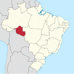 Mapa do Brasil com Rondônia destacado em vermelho