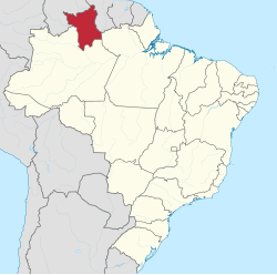 Mapa do Brasil com Roraima destacado em vermelho