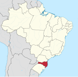 Mapa do Brasil com Santa Catarina destacado em vermelho