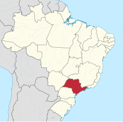 Mapa do Brasil com São Paulo destacado em vermelho