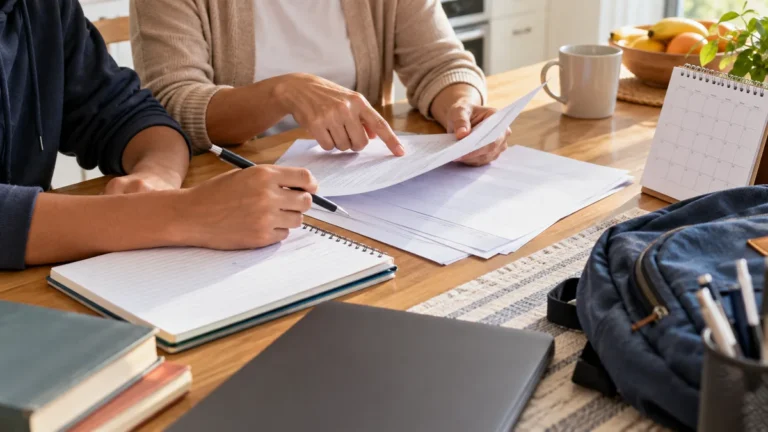 idade para treineiro com estudante e responsável conferindo documentos