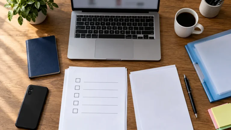inscrição do enem com documentos, notebook e checklist de cadastro