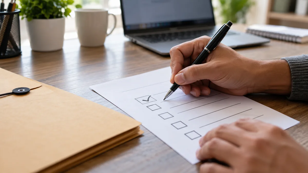 inscrição do enem com pessoa conferindo checklist no computador