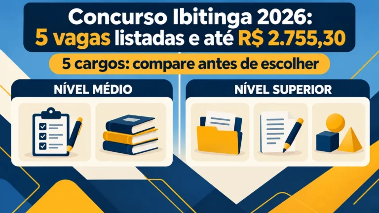 Comparação ilustrativa dos cinco cargos listados no concurso de Ibitinga
